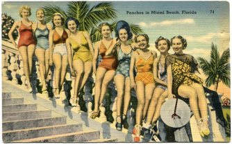 The Peaches of Miami Beach, Florida. A vintage postcard from the KBL Family Collection.